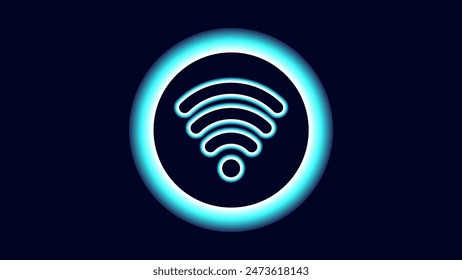 WiFi symbols neon effect dark background. Waves Wi Fi signal icon. Internet connection modern technology. Design web page billboard banner. Vector illustration.
