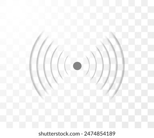 Wi-fi technology digital radar or sonar vector symbol. Sound effect, echolocation scan radial blur lines. Wireless connection waves icon. Network antenna or frequency signal on transparent background