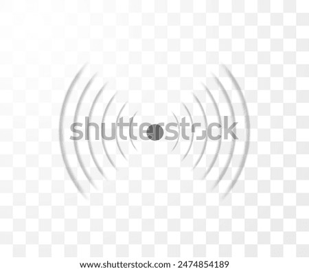 Wi-fi technology digital radar or sonar vector symbol. Sound effect, echolocation scan radial blur lines. Wireless connection waves icon. Network antenna or frequency signal on transparent background