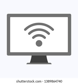 Wifi technology icon with computer on white background