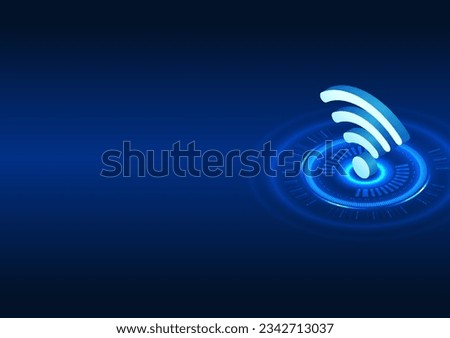 WiFi technology Wi-Fi icon placed on technology circle It is a technology that transmits wireless internet signals to electronic devices, allowing people to access the internet anywhere.