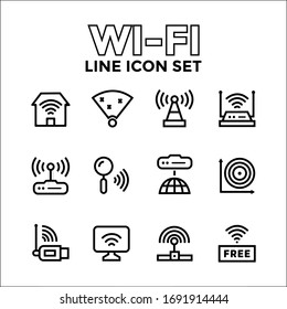 Wifi technology line icon and solid vector sign, linear outline logo design illustration on white background