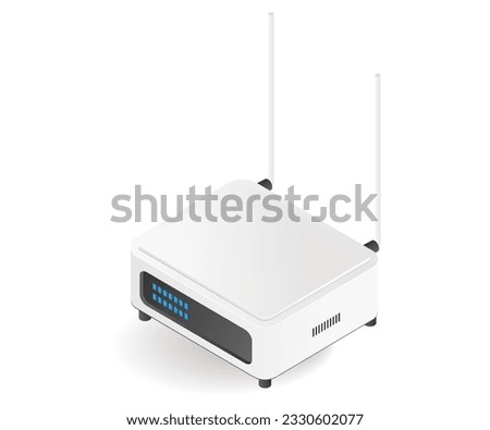 Wifi tethering router technology concept isometric illustration