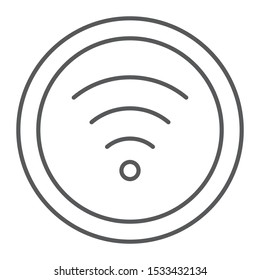 Wifi thin line icon, internet and network, wireless internet sign, vector graphics, a linear pattern on a white background, eps 10.