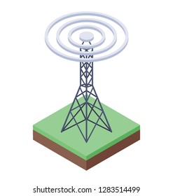 Wifi Tower, Isometric Vector Icon.