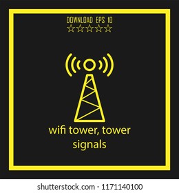 wifi tower, tower signals  vector icon