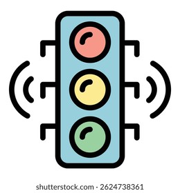 Wifi traffic lights icon. Outline Wifi traffic lights vector icon for web design isolated on white background color flat
