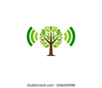 Wifi Tree Icon Logo Design Element