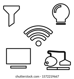 wifi tv dashboard set icon, and mouse in outline
