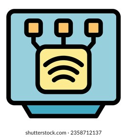 Wifi tv icon outline vector. Home internet. Smart monitor box color flat