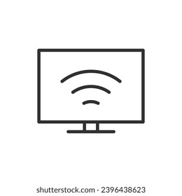 Wifi TV, icono lineal. TV con tecnología de conexión a internet. Línea con trazo editable