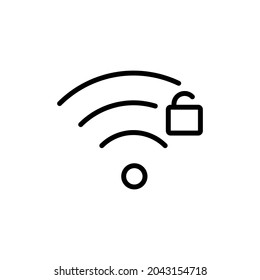 wifi unlock line icon vector design, editable stroke line icon