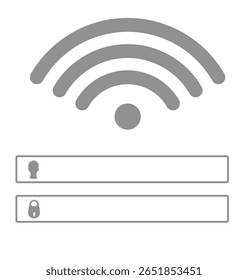 Wifi username and password login. vector	