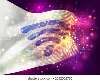 wi-fi vector 3d flag on pink purple background with lighting and flares