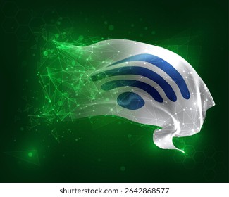 Wi-Fi, vetor 3d bandeira no fundo verde e números