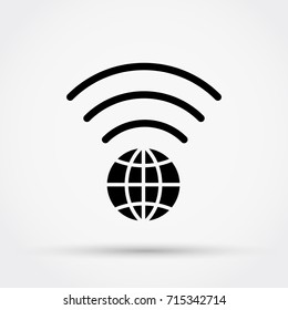 WI-FI vector icon with earth symbol