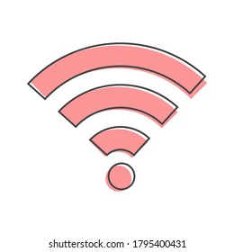 Icono vector WiFi. Ilustración del logo Wi-Fi estilo de caricatura sobre fondo aislado blanco.