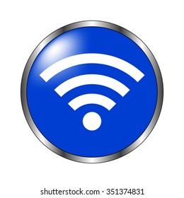 Wi-fi - vector icon on the blue button