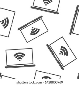 Wi-Fi vector icon. Wi-Fi on computer illustration seamless pattern on a white background.