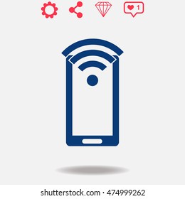 Wi-Fi vector icon on grey background.
