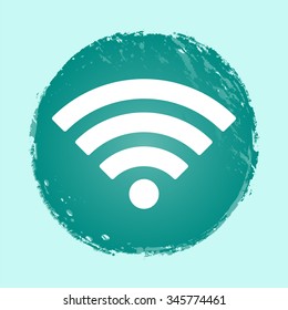 wi-fi vector icon on round button