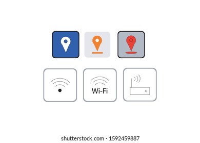 Wifi vector icon and search for maps. Illustration design
  icon, vector, arrow, background, business, button, design, destination, direction, element, find, flat, google, gps, graphic, illustration, 