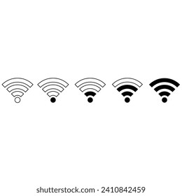 Wifi vector icon set. Waves illustration sign collection. Signal symbol or logo.