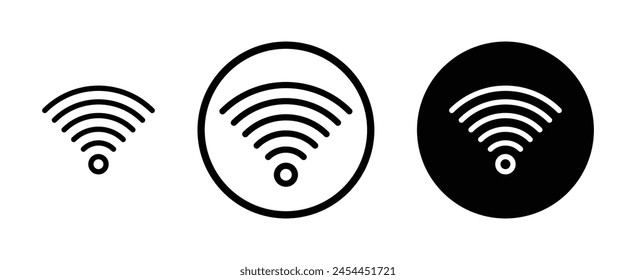 Wifi vector icon set. wi fi signal wave line icon. internet connection signal sign suitable for apps and websites UI designs.