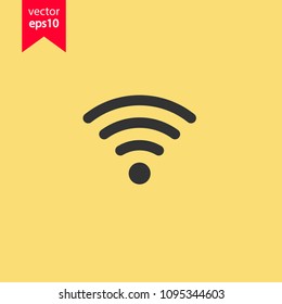 Wifi vector icon. Wireless internet connection wave sign. Frequency icon. Wifi signal icon. Yellow background. EPS 10