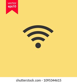 Wifi vector icon. Wireless internet connection sign. Yellow background. EPS 10