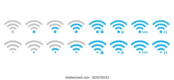 Iconos vectoriales Wi-Fi establecidos en varias formas
