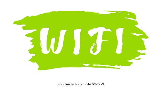 Wifi vector illustration. Hand drawn lettering on a brush stroke. Isolated on white background. For t-shirts, posters, cards.