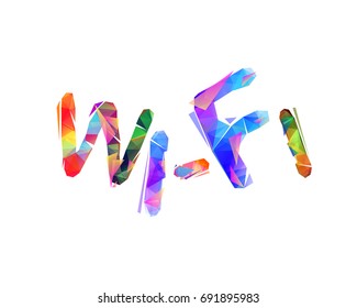 Wi-fi. Vector inscription of triangular letters
