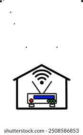 Ilustración del logotipo del Vector de Wifi dentro de la casa 