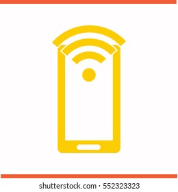 Wi-Fi vector yellow icon on white background. Wi-Fi symbol stock bitmap illustration. Business picture.