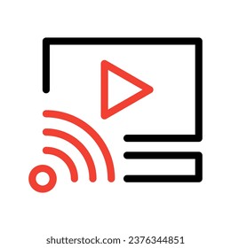 
icono de vector aislado de vídeo wifi que puede modificar o editar fácilmente, símbolo de vídeo en línea diseño simple fondo aislado de color blanco.

