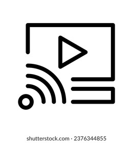 
icono de vector aislado de vídeo wifi que puede modificar o editar fácilmente, símbolo de vídeo en línea diseño simple fondo aislado de color blanco.
