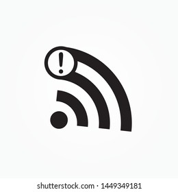 Wifi warning with caution icon, vector, isolated on white background