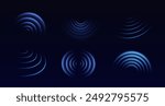 Wifi wave light effect. Radar sensor, beep technology, digital sign.Transparent neon circle symbol. wireless internet connection. Radar or sonar with wireless technology emitting a light effect