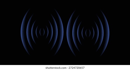 Wi-Fi wave light effect. Radar sensor, sound technology, digital sign.Transparent neon circle symbol. Wireless internet connection. Radar or sonar with wireless technology emitting light effect