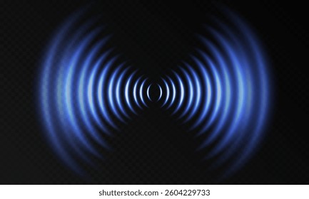 Wifi wave light effect. Transparent neon circle symbol. Wireless data transmission and radar signal effect.Glowing symbols for sound scan technology and network monitoring emitting a light effect 3d.