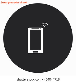 Wi-Fi web icon. Gray circle button with white illustration.