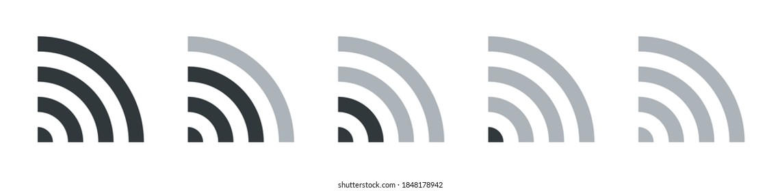Juego de iconos web Wi-fi. Símbolos de conexión a Internet. Signo de diseño plano vectorial. Tecnología inalámbrica.