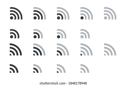 Wi-fi web icon set. Internet connection symbols. Vector flat design sign. Wireless technology.