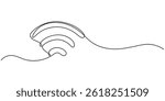 WiFi Webpage User Interface Icon In Thin Line Style, Wifi line art, wifi signal bars continuous one line drawing.