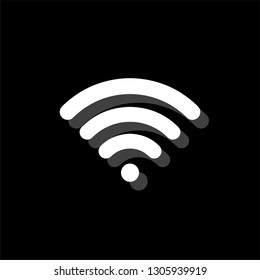 WIFI. White flat simple icon with shadow