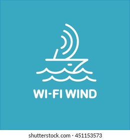 wi-fi wind line style logo vector