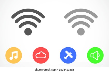 WI-FI Wireles signal indicator high/full WI-FI icon signal rounded shape. WI-FI icon Letter F wireless logo icon design template elements. WI-FI icon