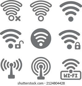 Wi-fi, wireless cions set vector EPS