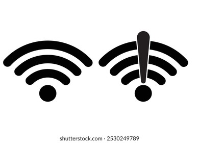 Wi-fi, ícone sem fio conectado e não conectado, sinal, símbolo, silhueta. ícone Wifi, símbolo, vetor. ícone linear de rede wi-fi, conjunto de vetores. Elemento de sinal sem fio da Internet. Ilustração vetorial.